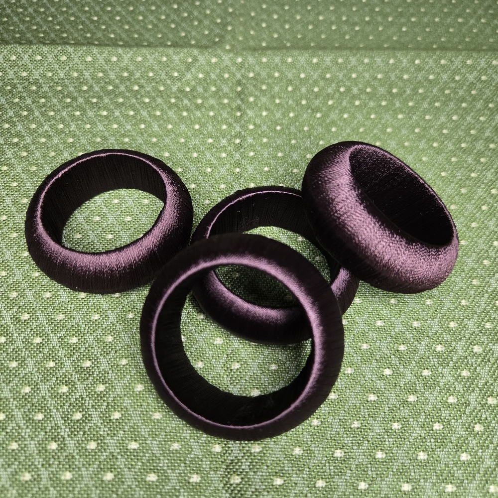 Elegant Purple Satin Napkin Rings, Set of 4